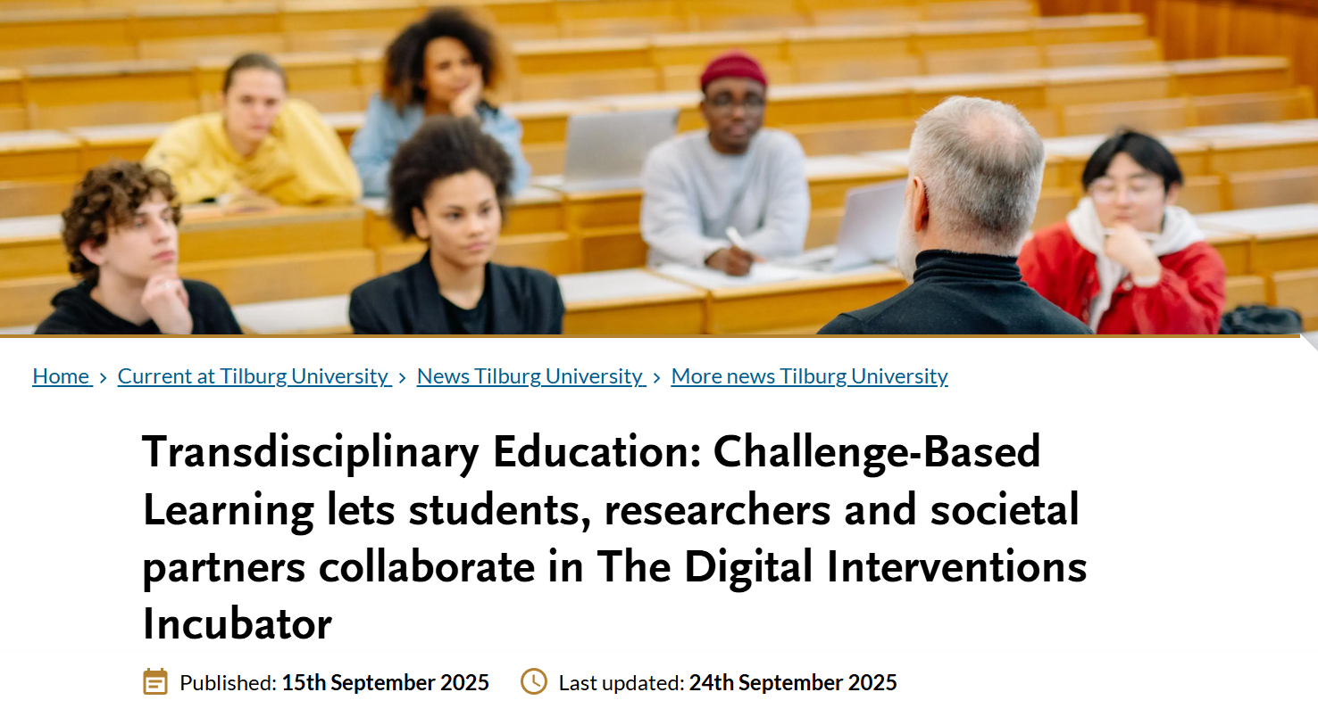 Digital Interventions Incubator Uitgelicht op de Tilburg University Website